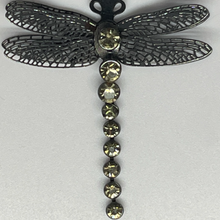 Cargar imagen en el visor de la galería, Dragonfly pendant necklace with black silky rope (15 inches)