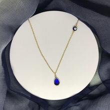 Load image into Gallery viewer, Lucky Evil Eye, Dark Blue Drop Pendant, Gold Color Necklace