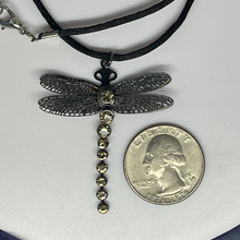 Load image into Gallery viewer, Dragonfly pendant necklace with black silky rope (15 inches)