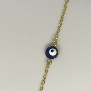 Lucky Evil Eye, Dark Blue Drop Pendant, Gold Color Necklace