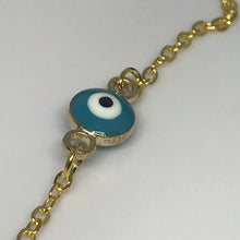 Cargar imagen en el visor de la galería, Lucky Evil Eye, Light Blue Drop Pendant, Gold Color Necklace