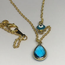 Load image into Gallery viewer, Lucky Evil Eye, Light Blue Drop Pendant, Gold Color Necklace