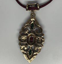 Load image into Gallery viewer, Pendant necklace with burgundy silky rope