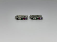 Cargar imagen en el visor de la galería, 925 Silver Colorful Stones Mini Hoop Earrings