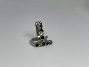925 Silver Colorful Stones Mini Hoop Earrings