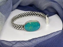 Load image into Gallery viewer, 925 Silver Adjustable  Blue Stone Bangle Bracelet