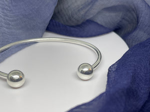 925 Sterling silver round ball, screw tips starter charm bangle, adjustable cuff bracelet