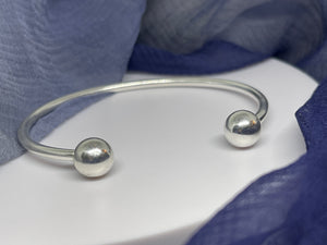 925 Sterling silver round ball, screw tips starter charm bangle, adjustable cuff bracelet