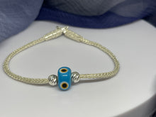 Load image into Gallery viewer, 925 Silver Blue Evil Eye Beaded Bracelet, 7 Inch