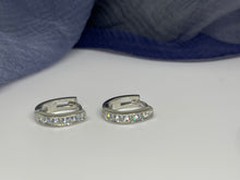 Load image into Gallery viewer, 925 Silver White Stone Hoop Earrings