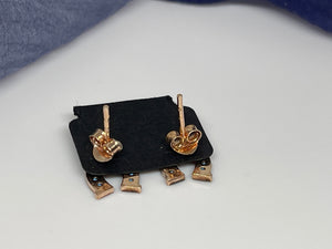 925 Silver Rose Horseshoe Shaped Blue Beaded Stud Earrings