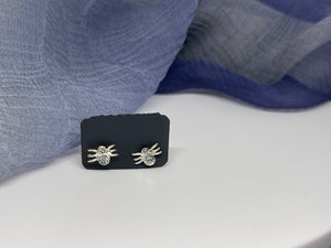 925 Silver Mini Transparent Zirconia Stone Ant Stud Earrings