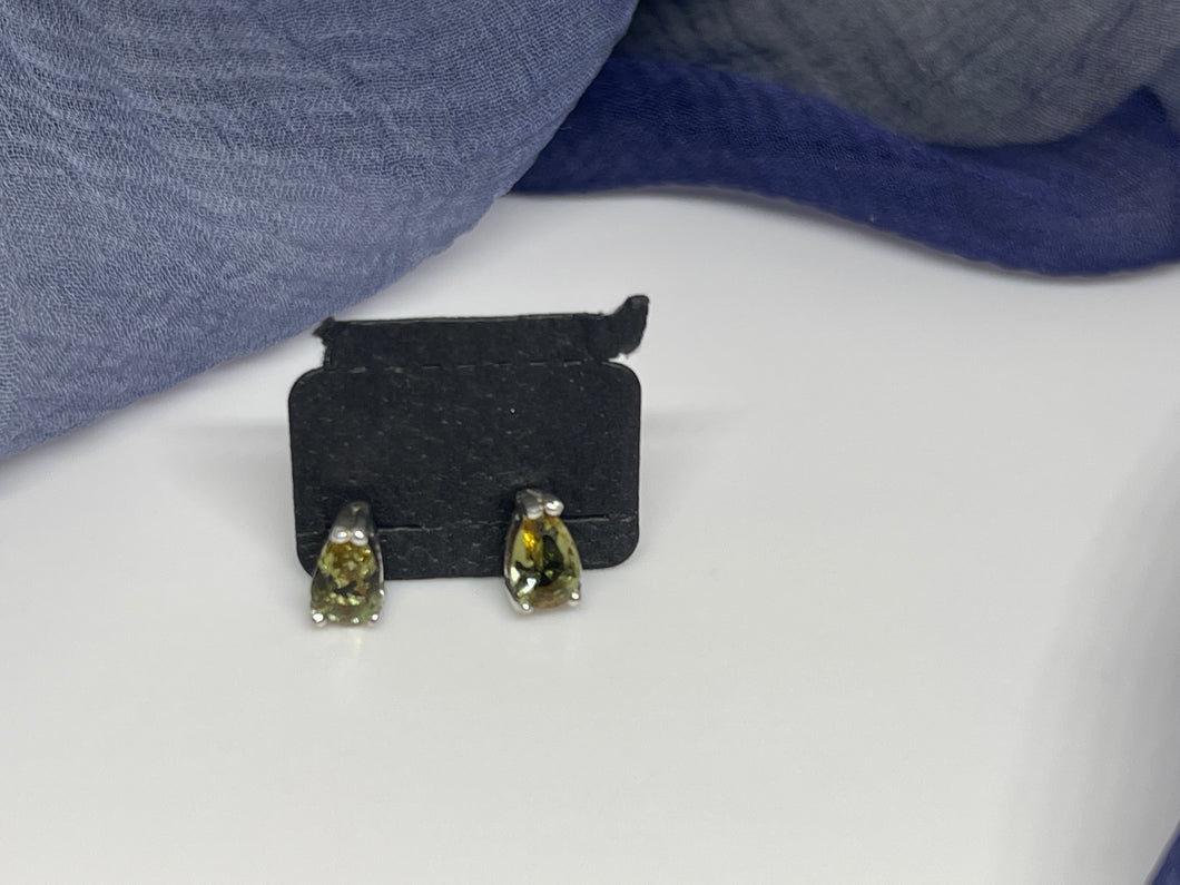 925 Silver Mini Yellow Stone Stud Earrings