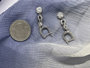 925 Silver Transparent Gems Hanging Hoop Earrings