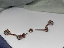Cargar imagen en el visor de la galería, 925 Silver Gold Colored With Transparent Gems Hanging Earrings