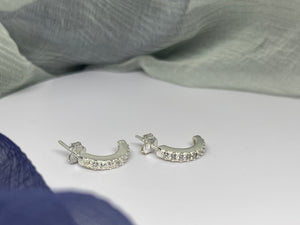 925 Silver Transparent Gems Stud Earrings