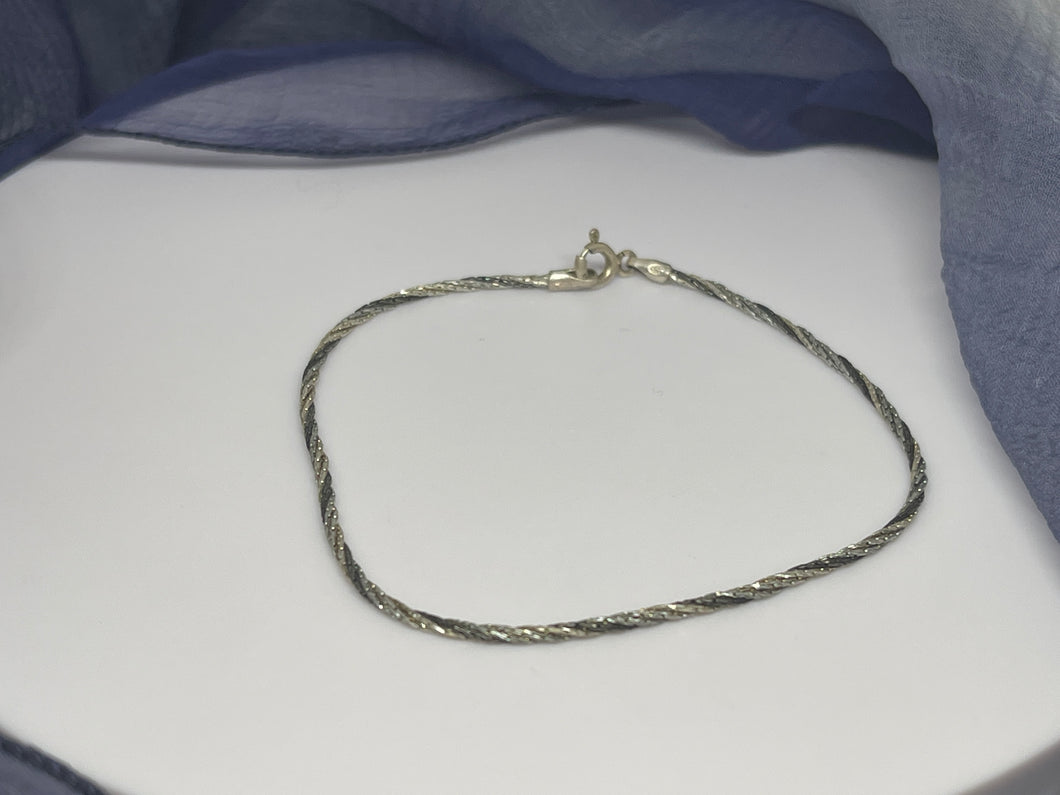Double color 925 Silver Chain Bracelet,  7 inch