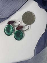 Load image into Gallery viewer, Ikita Paris Green and Dark Pink Enamel Earrings
