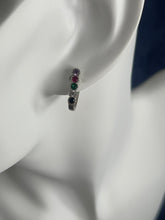 Cargar imagen en el visor de la galería, 925 Silver Colorful Stones Mini Hoop Earrings