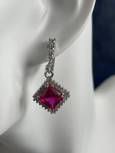 Load image into Gallery viewer, 925 Silver Red Gem Special Cut Earrings