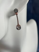 Cargar imagen en el visor de la galería, 925 Silver Gold Colored With Transparent Gems Hanging Earrings