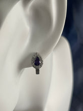 Load image into Gallery viewer, 925 Silver Transparent and Purple Beaded Drop Shaped Earrings