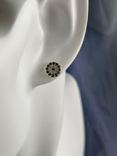 Load image into Gallery viewer, 925 Silver Gold Colored Round Evil Eye Stud Earrings