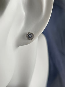 925 Silver Mini Evil Eye Zirconia Stone Stud Earring