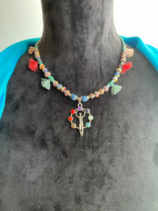 Strand Chakra Necklace with mixed material