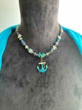 Load image into Gallery viewer, Strand Necklace with mixed material &amp; anchor pendant