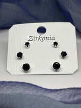 Load image into Gallery viewer, Black Zirconia Stud Earrings (3 Sizes)