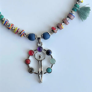 Strand Chakra Necklace with mixed material