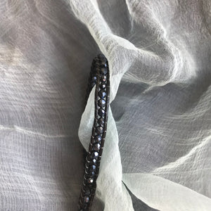Unisex -Thin dark gray bead bracelet  for her or him. Bracelet is 2 mm thick.