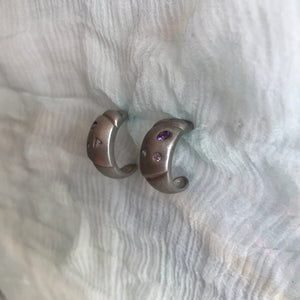 Silver Purple Amethyst Stud Earring