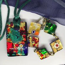 Cargar imagen en el visor de la galería, Vintage Murano glass Pendant necklace and bracelet set by Maawy