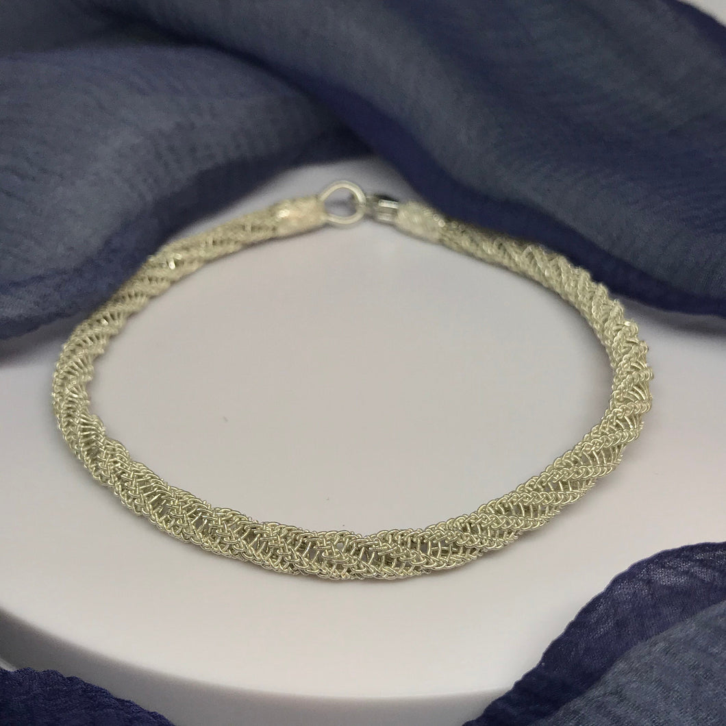 Deluxe-Hand-Woven Silver Bracelet Size 8 1/4''