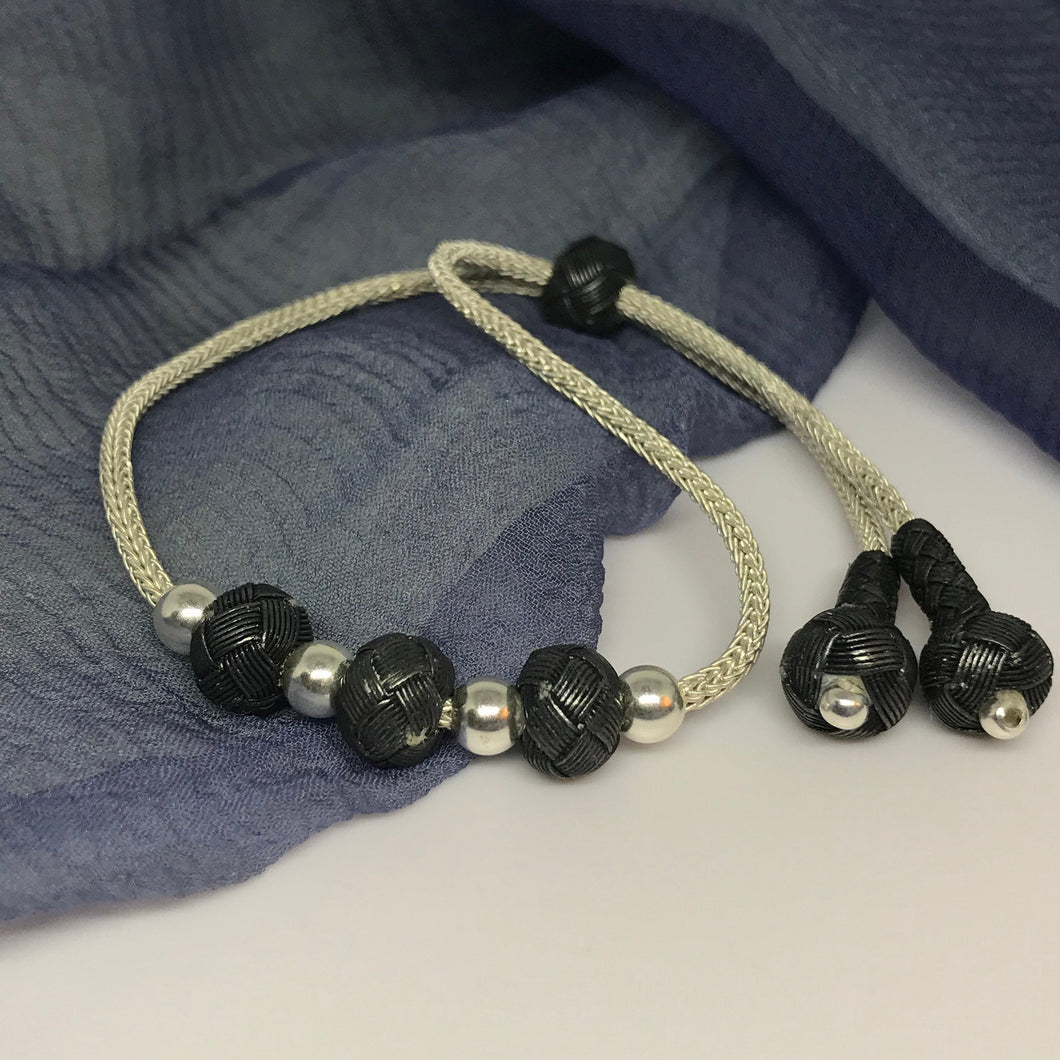 Love you to the moon, Hand-Woven Silver Bracelet Size 12''