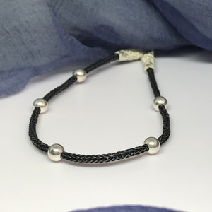 Hand-Woven Silver Bracelet, Size 7 1/2'', love everywhere