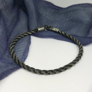 Holistic, Hand-Woven Silver Bracelet, Size 7 3/4''