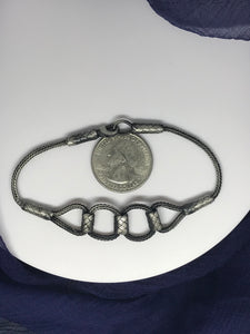 Hand-Woven Silver Bracelet Size 7 1/2'', love knot