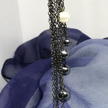 Cargar imagen en el visor de la galería, Adorable, Earring Drop Chain with white and gray beads (only 1 piece) (length 8&#39;&#39;)